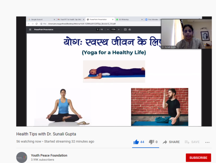 Youth Peace Foundation Organized a Webinar on Health Tips – 2